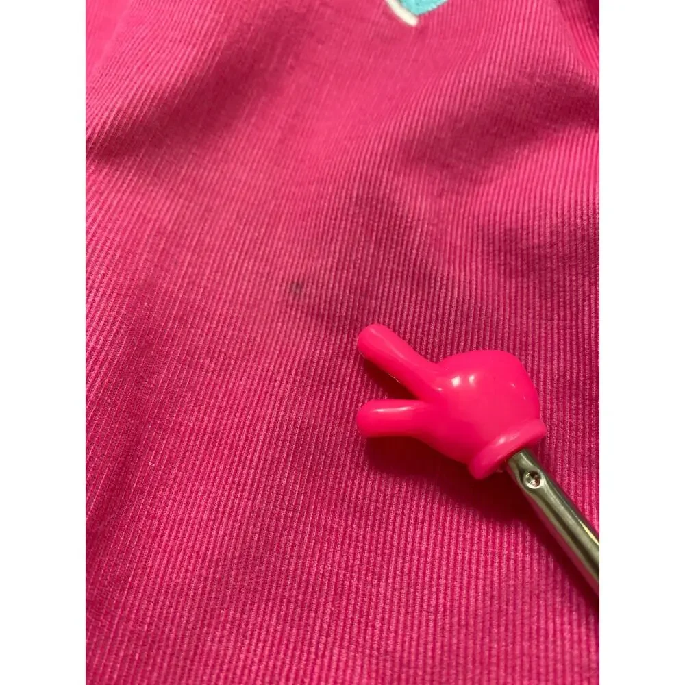 Quacker Factory Pink Corduroy Winter Shirt‎ Size XL Embellished Mittens Holiday